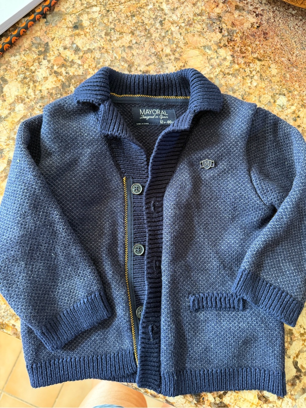 Mayoral Navy Blue Knit Button-Front Kids Cardigan